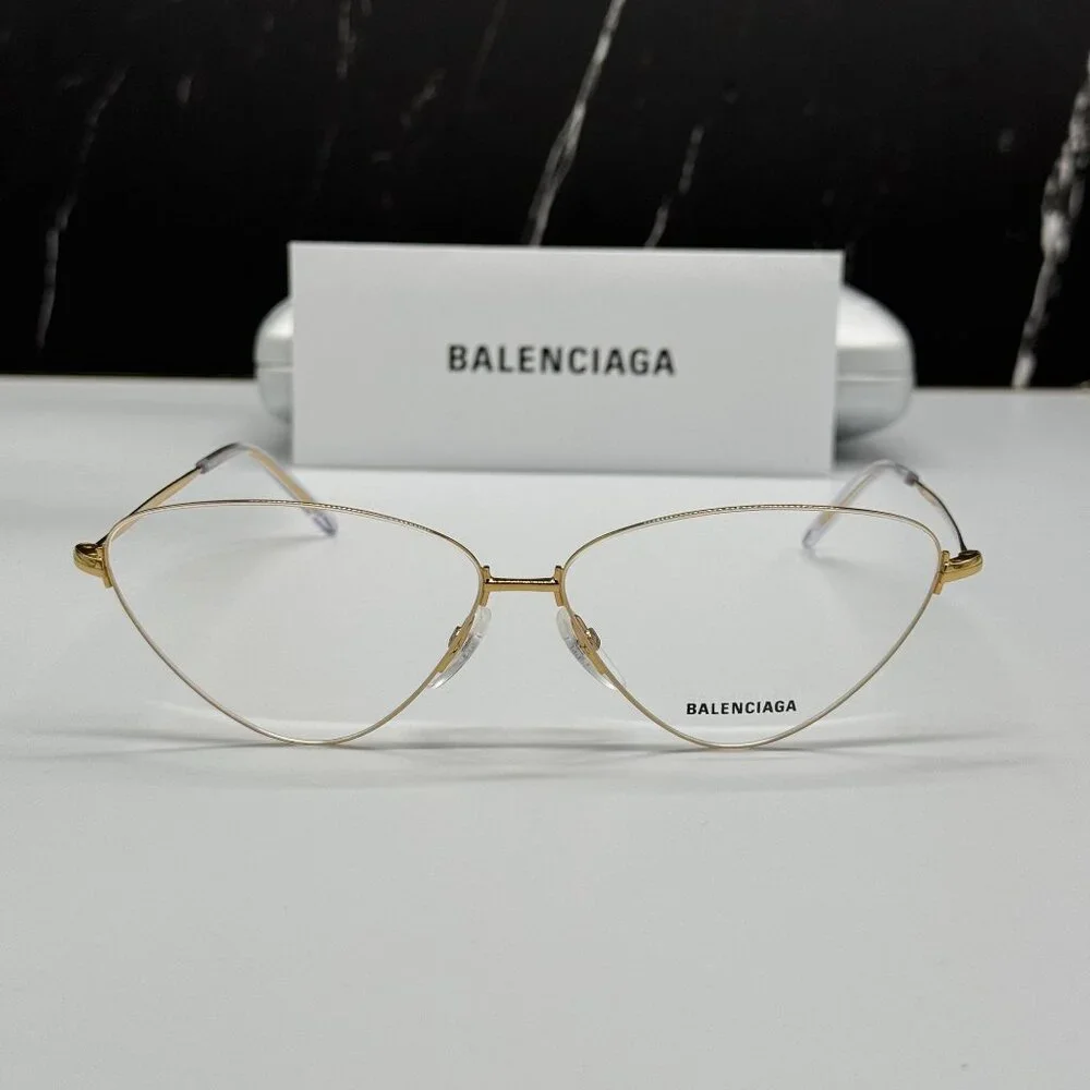 NEW BALENCIAGA BB0015O 003 CAT EYE GOLD WOMEN EYEGLASSES BALENCIAGA
